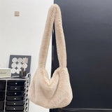 Plush Winter Shoulder Bag Y2K Rose Red Messenger Handbag