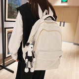 Solid Waterproof Nylon Women Backpack Students Bag Boy's School Bag
