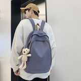 Solid Women Student Schoolbag Simplicity Teenage Girl Backpack