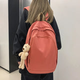 Solid Women Student Schoolbag Simplicity Teenage Girl Backpack