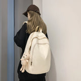 Solid Women Student Schoolbag Simplicity Teenage Girl Backpack