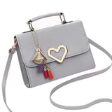 Square Bag Love Button PU Lady One Shoulder Crossbody Bag Solid Casual All-Match