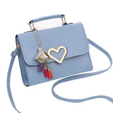 Square Bag Love Button PU Lady One Shoulder Crossbody Bag Solid Casual All-Match