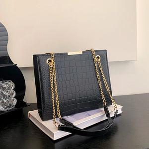 Square Shoulder Bag Solid Pu Leather Crossbody Bags For Women Chain Handbags