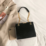 Square Shoulder Bag Solid Pu Leather Crossbody Bags For Women Chain Handbags