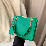 Square Shoulder Bag Solid Pu Leather Crossbody Bags For Women Chain Handbags