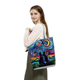 Starry Sky Animal Dog Printed Shoulder Bag Women Large Tote