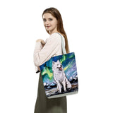 Starry Sky Animal Dog Printed Shoulder Bag Women Large Tote