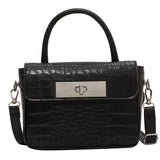 Stone Pattern Lady Bags Shoulder Crossbody Retro Twist Lock Small Square