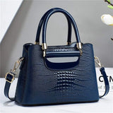 Stone Plaid Large Capacity Leather Shoulder Bag