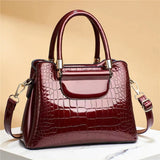 Stone Plaid Large Capacity Leather Shoulder Bag