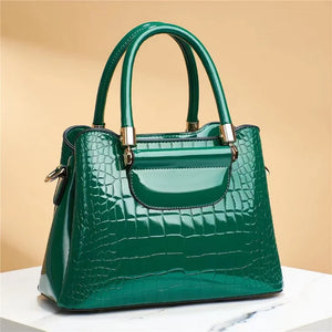 Stone Plaid Large Capacity Leather Shoulder Bag