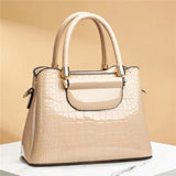 Stone Plaid Large Capacity Leather Shoulder Bag