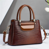 Stone Plaid Large Capacity Leather Shoulder Bag
