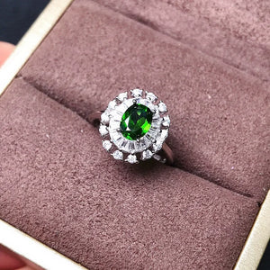 Welfare Natural Diopside Ring 925 Silver Emerald