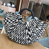 Straw Bag Women Hand-Woven Rattan Big Capacity Drawstring Beach Bag