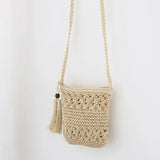 Straw Crossbody Bag Summer Knit Floral Tassel Messenger Beach Bohemia Bag