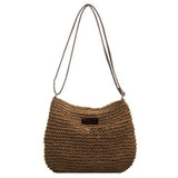 Straw Knitted Purses Milk White/Coffee Women Handbag Beach Bag