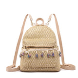 Straw Women Backpack Female Travel Bag Backpacks Schoolbag Tassel Mochila Beach