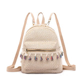 Straw Women Backpack Female Travel Bag Backpacks Schoolbag Tassel Mochila Beach
