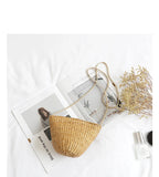 Boho Casual Straw Bucket Bag Weaving Beach Shoulder Tote Handbag