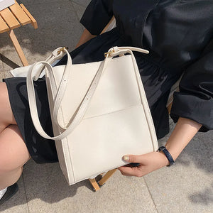 Street Women's Large Capacity Shopping Bag Shoulder Handbag PU Commuter Tote