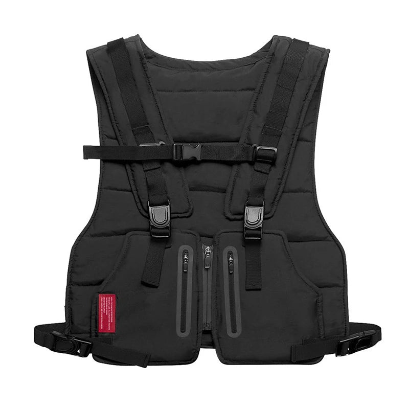 Streetwear Tactical Vest Men Hip Hop Style Chest Rig Reflective Strip Waistcoat