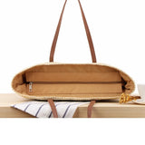 Striped Shoulder Straw Bag Ins Sen Holiday Vacation Woven Beach Leisure Bag