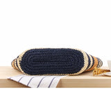 Striped Shoulder Straw Bag Ins Sen Holiday Vacation Woven Beach Leisure Bag