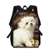 Dog Print School Bags For Girls Boys Women Backpack 15 Inch