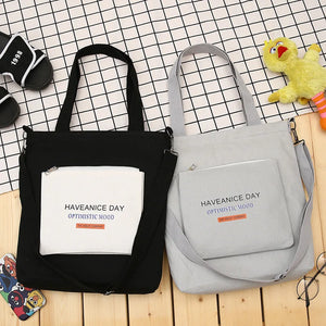 Student Canvas Bag Female Casual Letter Printing School Crossbody Shoulder Bag