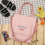 Student Canvas Bag Female Casual Letter Printing School Crossbody Shoulder Bag