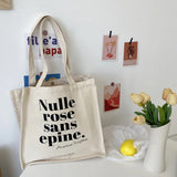 Women's Letter Print Canvas Shoulder Bag