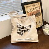 Student Canvas Shoulder Bag Ladies Letter Printing Female Handbag