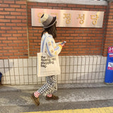 Student Canvas Shoulder Bag Ladies Letter Printing Female Handbag