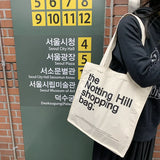 Student Canvas Shoulder Bag Ladies Letter Printing Female Handbag