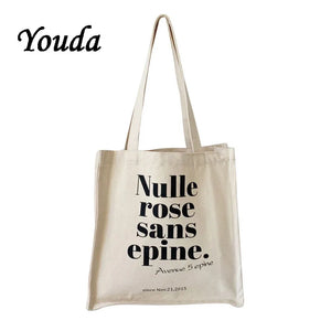 Women's Letter Print Canvas Shoulder Bag