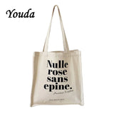 Women's Letter Print Canvas Shoulder Bag