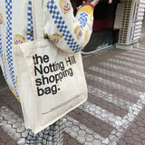 Student Canvas Shoulder Bag Ladies Letter Printing Female Handbag