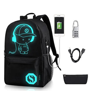 Anime Luminous School Bag with USB Charging Port and Lock