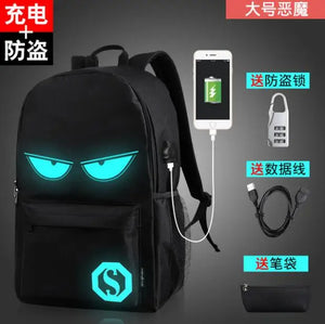 Anime Luminous School Bag with USB Charging Port and Lock