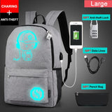 Anime Luminous School Bag with USB Charging Port and Lock