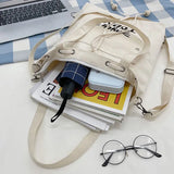 Canvas Shoulder Bag Preppy Style School Totes Large Capacity Harajuku