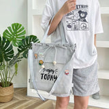 Canvas Shoulder Bag Preppy Style School Totes Large Capacity Harajuku