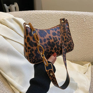 Animals Print Shoulder Bag Pu Leather Small Handbags Casual Chain Ladies Crossbo