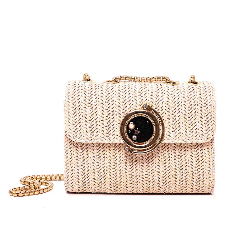 Straw Woven Shoulder Bag Leisure Holiday Diagonal Crossbody Bag