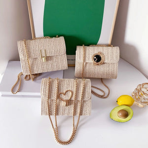 Straw Woven Shoulder Bag Leisure Holiday Diagonal Crossbody Bag