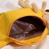 Bear Ornaments Canvas Waist Chest Belt Bag for Women Ladies Crossbody Shoulder B
