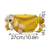 Bear Ornaments Canvas Waist Chest Belt Bag for Women Ladies Crossbody Shoulder B