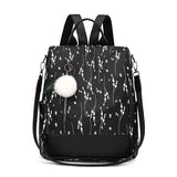 Floral Nylon Backpack for Ladies One-shoulder Student School Bag